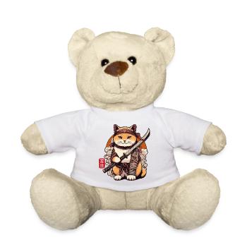 Samurai Cat with Sword Funny For Cats Lover - Teddy Bear - white - Front