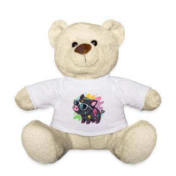 Cochon Art Spray et Lunettes - Nounours - blanc - Devant