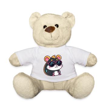 Hamster Kawaï Sonnensterne Rosa Brille - Teddy - Weiß - Vorne