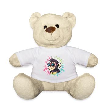 Cartoon Monkey Splash bunte rosa Brille - Teddy - Weiß - Vorne