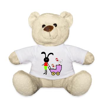 Rabbit Bunny Easter Chickens Kids - Teddy Bear - white - Front