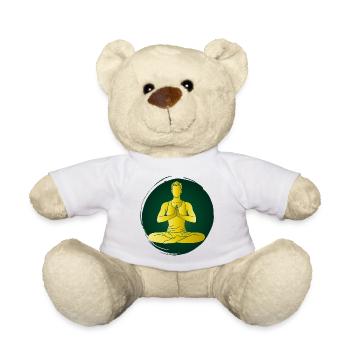 Yoga Mann Grün Meditation Zen Wellness Pose  - Teddy - Weiß - Vorne