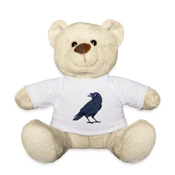 Cool Crow and Purple Glasses - Teddy Bear - white - Front