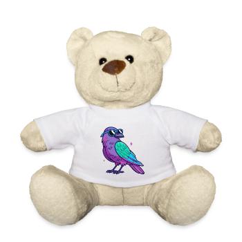 Purple Bird Neon Blue Glasses - Teddy Bear - white - Front