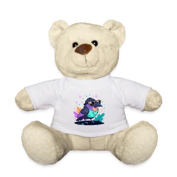 Bunter Rabe mit Brille - Teddy - Weiß - Vorne