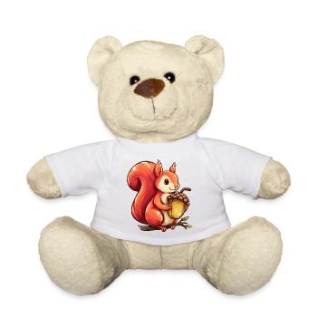 Kuscheliges Eichhörnchen mit Eichel - Teddy - Weiß - Vorne