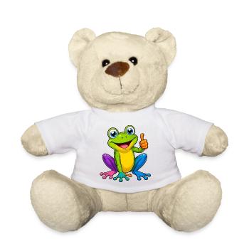 Colorful Frog Cartoon Thumbs Up Funny Animal - Teddy Bear - white - Front