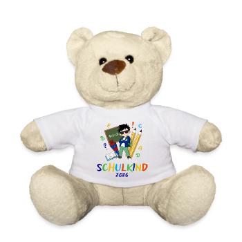 Schulkind 2026 bunt - Teddy - Weiß - Vorne