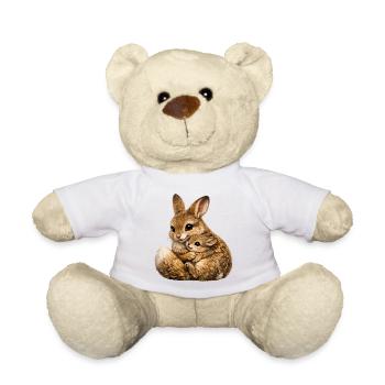 Hare hug mother and cub - Teddy Bear - white - Front