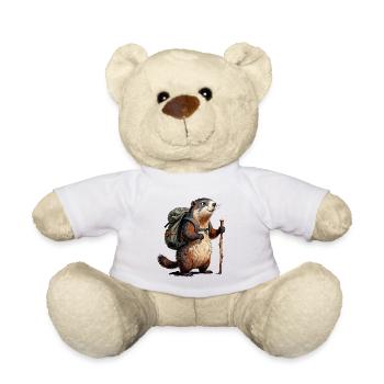 Murmeltierwanderer auf Wanderung - Teddy - Weiß - Vorne