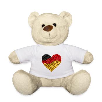 Deutschland Herzen Fan Flagge Fahne - Teddy - Weiß - Vorne