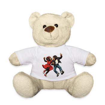 Dancing Monkeys Rockabilly 50s Rock'n'Roll Style - Teddy Bear - white - Front