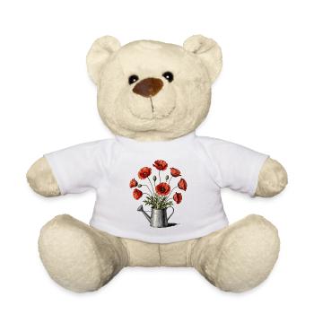 Mohnblumen in einer Gießkanne - Teddy - Weiß - Vorne