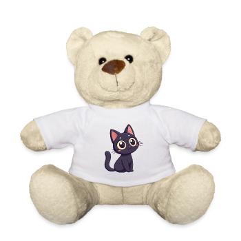 Chat noir kawaii aux yeux énormes - Nounours - blanc - Devant