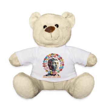 KI-Gehirnzauber im bunten Orbit - Teddy - Weiß - Vorne