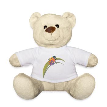 Colorful Insect on Leaf – Cute Nature Motif - Teddy Bear - white - Front