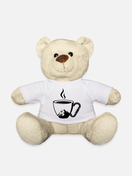 Coffee Cup Carabiner Mountains Outdoor - Teddy Bear - white