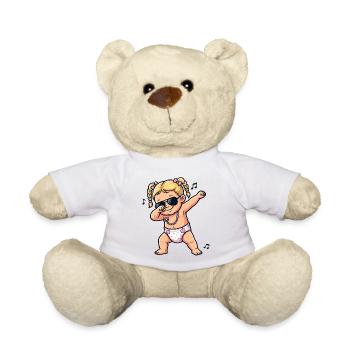 Bébé mignon – Fille blonde - Nounours - blanc - Devant