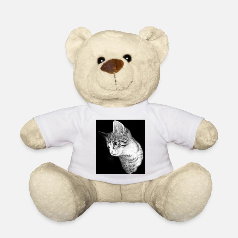 Silhouette de chat en noir et blanc - Nounours - blanc