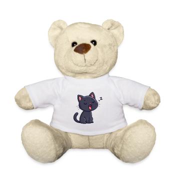Cartoon Schlafende Schwarze Katze - Teddy - Weiß - Vorne