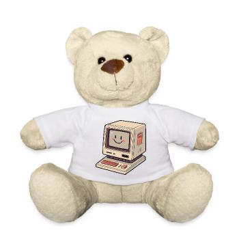 Retro computer kawaii smile - Teddy Bear - white - Front