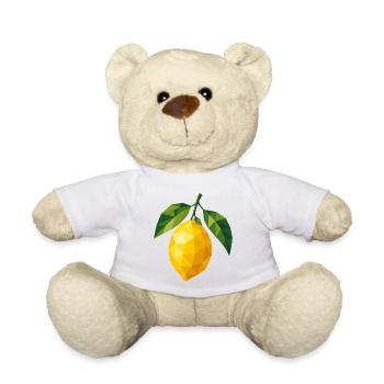 Geometric Lemon | Polygon Fruit Motif - Teddy Bear - white - Front