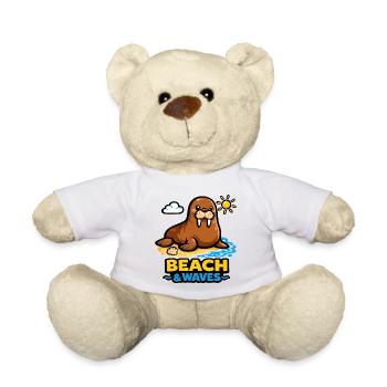 Walross am Strand: Beach & Waves - Teddy - Weiß - Vorne
