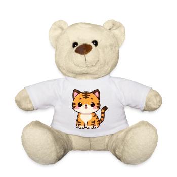 Katze Kawaii Tigerkatze Katzen Geschenk Geburtstag - Teddy - Weiß - Vorne