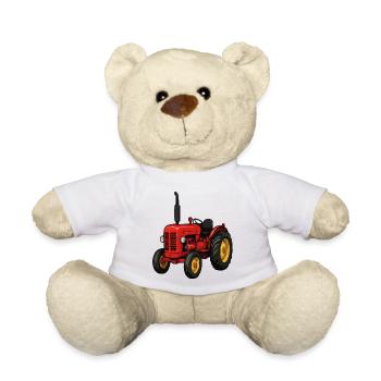 Tracteur rouge dans le champ - Nounours - blanc - Devant