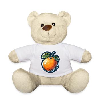 Orange badge rétro stylisé - Nounours - blanc - Devant