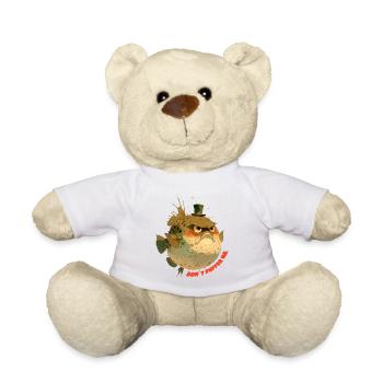 Grumpy puffer fish with top hat - Teddy Bear - white - Front