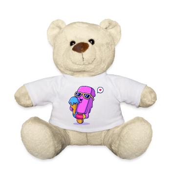 Pink Popsicle in Sunglasses - Teddy Bear - white - Front