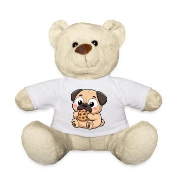 Dessin animé mignon de la bande dessinée Carlin Snacking de biscuits - Nounours - blanc - Devant