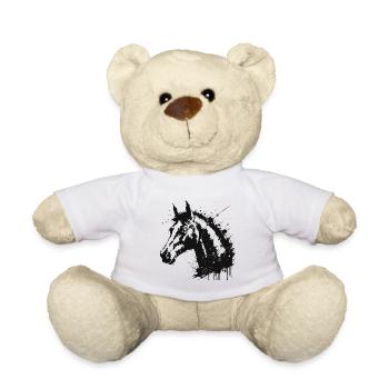 Black Splash Horse Head - Teddy Bear - white - Front
