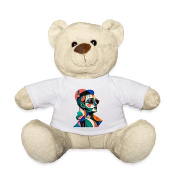 Kubistisches Farbporträt mit Sonnenbrille - Teddy - Weiß - Vorne