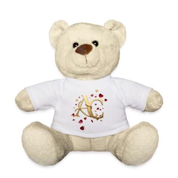 Goldenes Monogramm AC mit Herzen - Teddy - Weiß - Vorne