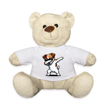 Dabbing Parson Russell Terrier - Teddy Bear - white - Front