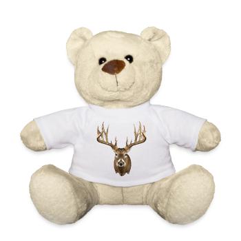 Deer Head with Majestic Antlers - Teddy Bear - white - Front