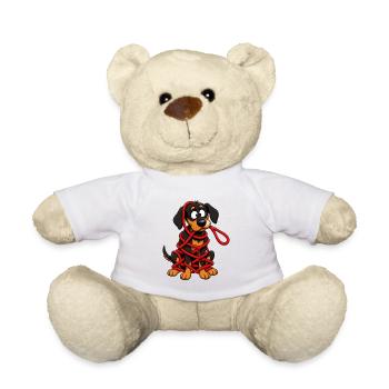 Hopelessly Tangled Dog Leash Disaster - Teddy Bear - white - Front