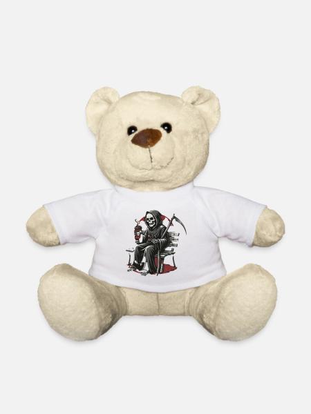 Grim Reaper Kaffee auf Bank - Teddy - Weiß