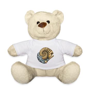 Ammonitfossil und Gebüsch - Teddy - Weiß - Vorne