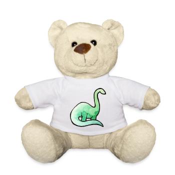 Smaragdgrünes Dino-Aquarell - Teddy - Weiß - Vorne