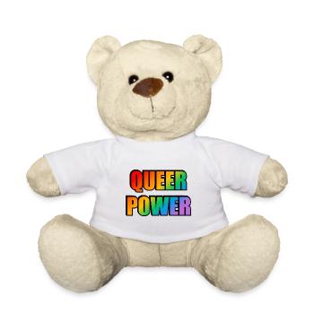 Queer Power Texte arc-en-ciel - Nounours - blanc - Devant