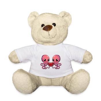 Poulpe Couple Coeur - Nounours - blanc - Devant