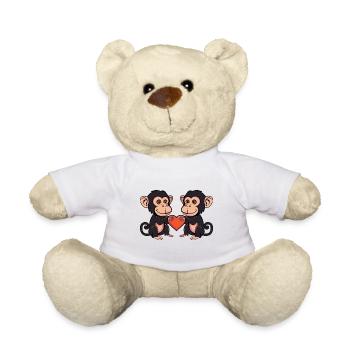 Affe Paar Verliebt Valentinstag - Teddy - Weiß - Vorne