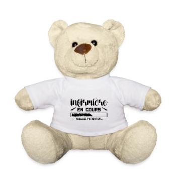 Krankenschwester in Bearbeitung, bitte warten - Teddy - Weiß - Vorne