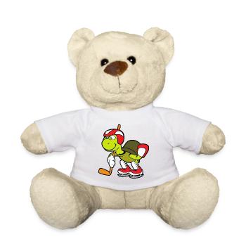 Turtle ice hockey player hockey winter sport - Teddy Bear - white - Front