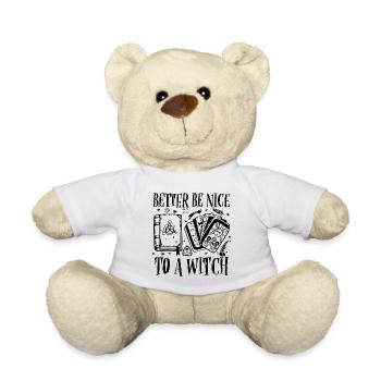 Sei lieber nett zu einer Hexe | Hexen Geschenkidee - Teddy - Weiß - Vorne