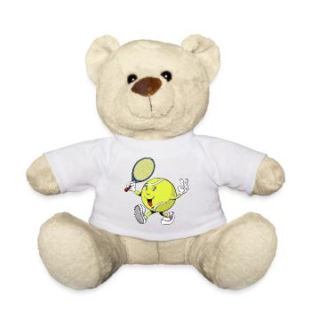 Mascotte de dessin animé de tennis - Nounours - blanc - Devant