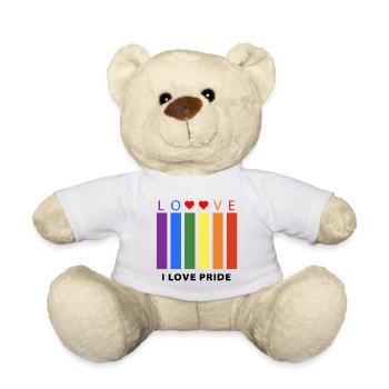 J’adore le T-shirt coloré Pride pour les événements LGBT - Nounours - blanc - Devant